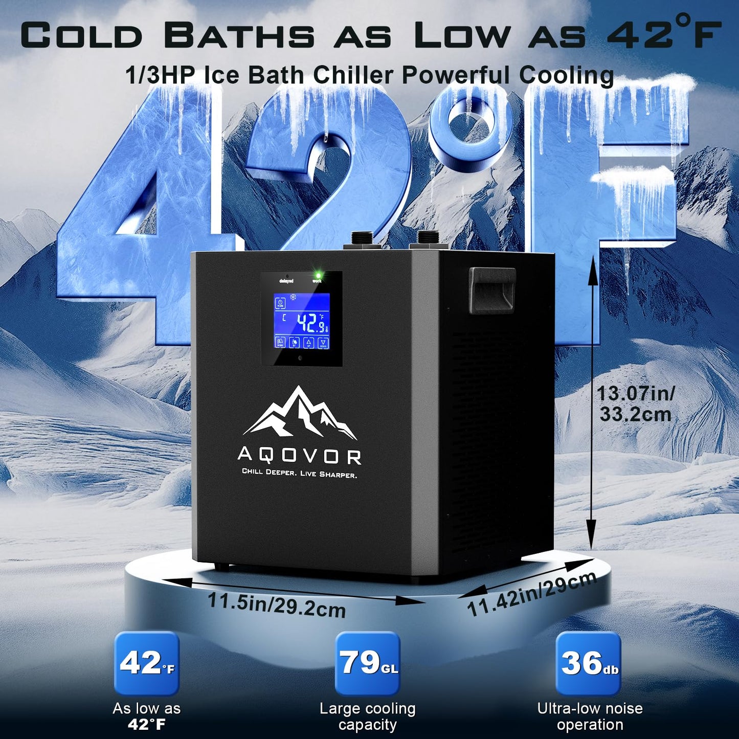 Ice Bath Water Chiller for Cold Plunge Tub, 1/3 Hp Cold Plunge Chiller with External Filter Water Pump & All Hoses, Ideal for Ice Bath Recovery Home Use 110v