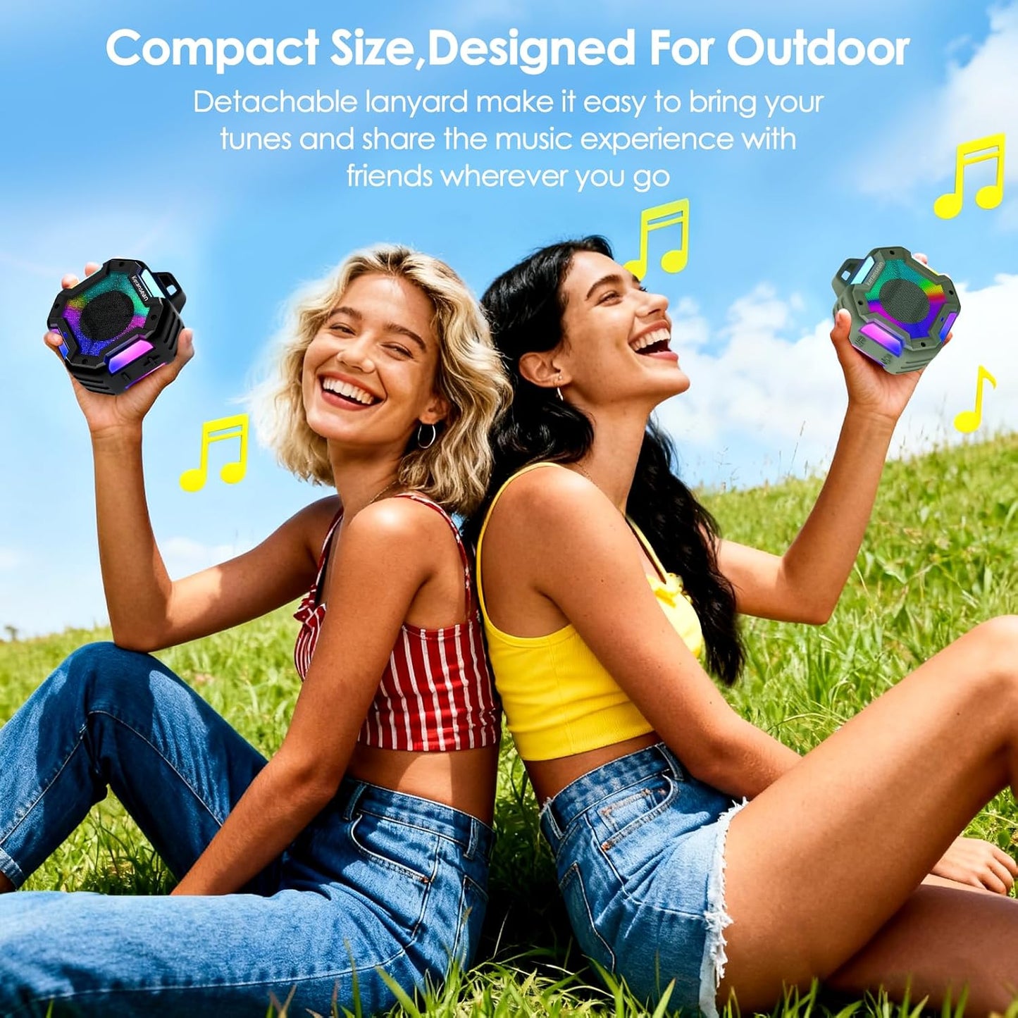 Keransean BT5.4, 24H Shower Bluetooth Speaker Waterproof, Portable Small Speaker, Outdoor Bluetooth Speakers Wireless