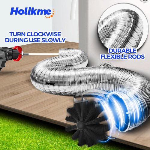 Holikme Dryer Vent Cleaner Kit - 50 Feet Flexible Lint Brush with Drill Attachment for Efficient Cleaning