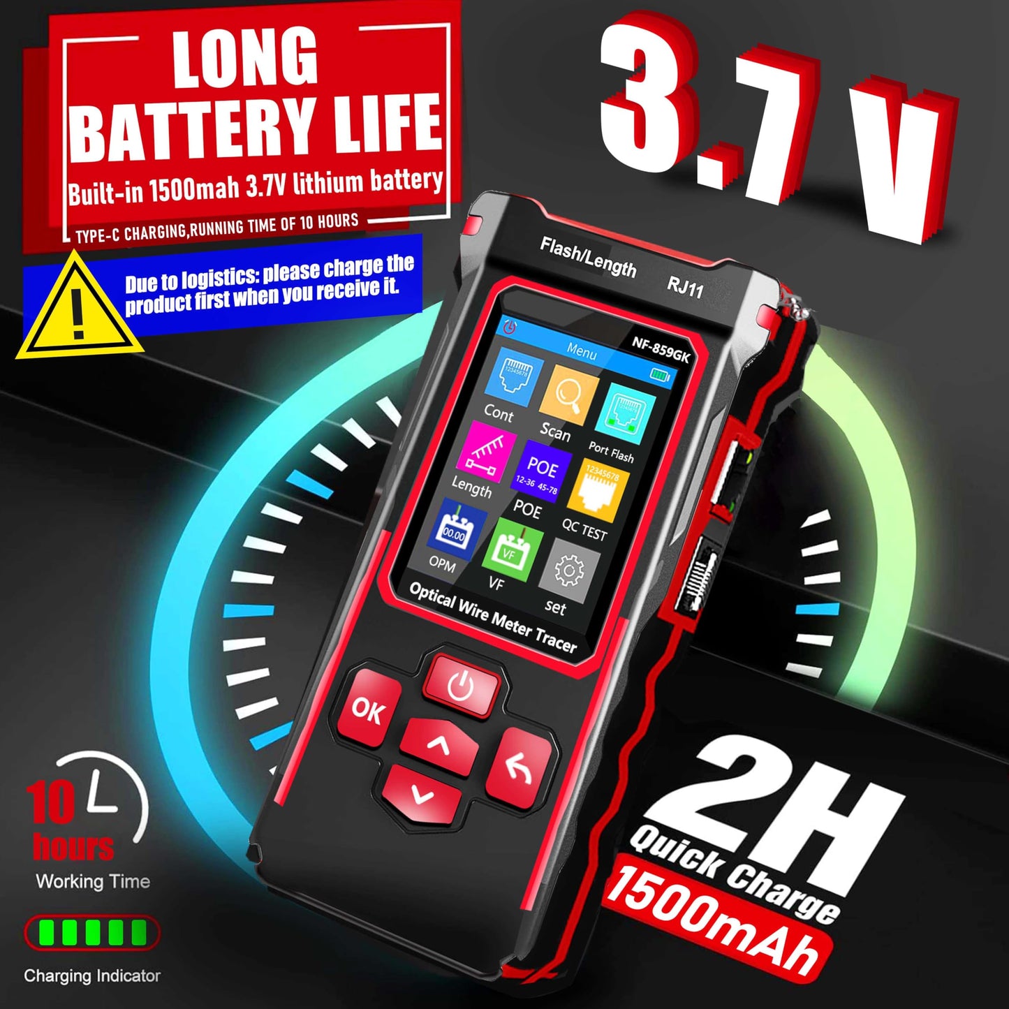 NF-859GK Network Cable Tester TDR Multi-Function with lP Scan CAT5 CAT6 CAT7 PING/POE/RJ45 RJ11 Cable TonerTester for Phone Lines CAT3, Ethernet,Wire Tracer LAN Network Tool Fiber Optic Continuity