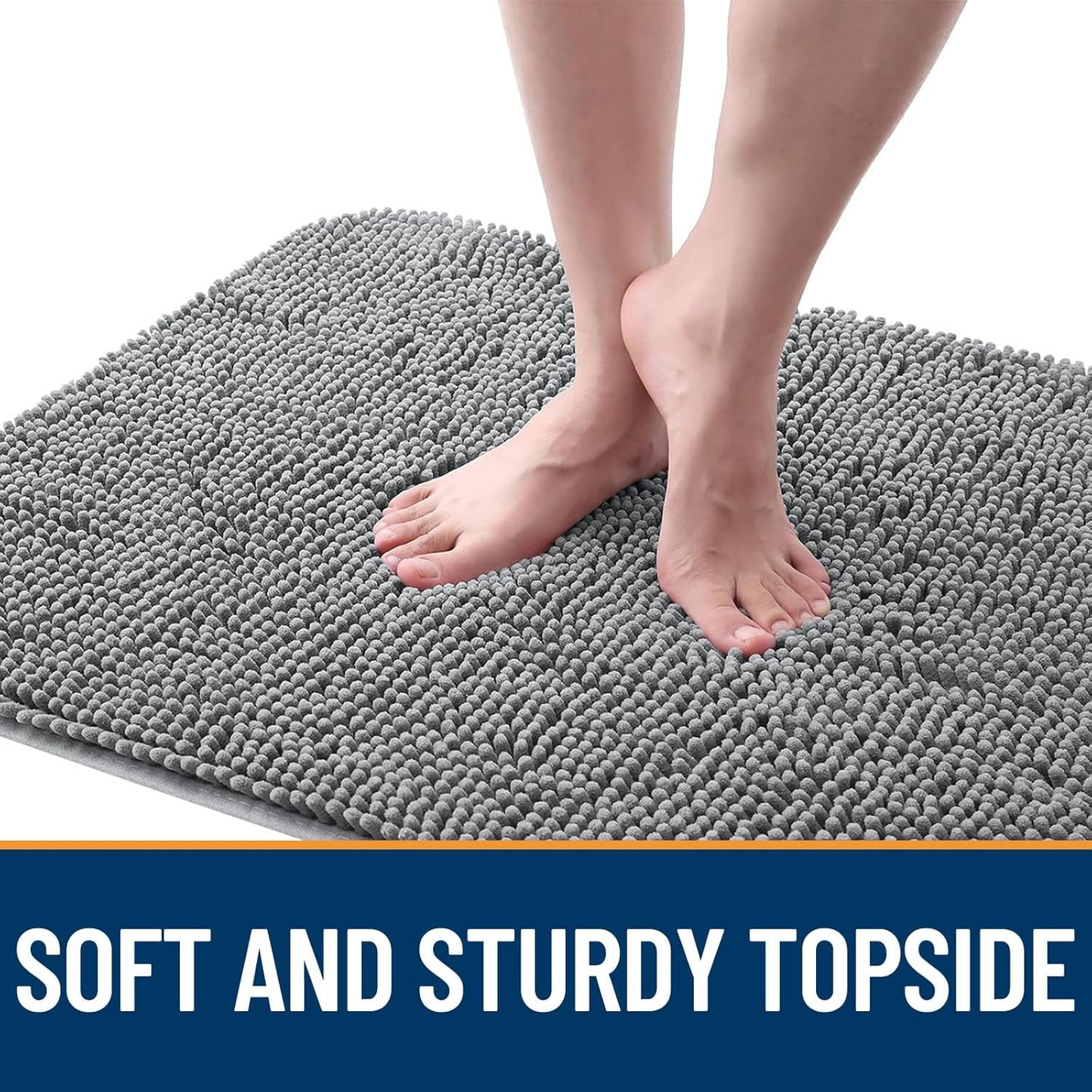 OLANLY Dog Door Mat - Absorbent Non-Slip Chenille for Muddy Paws | 59x20 Grey Indoor Entryway Carpet
