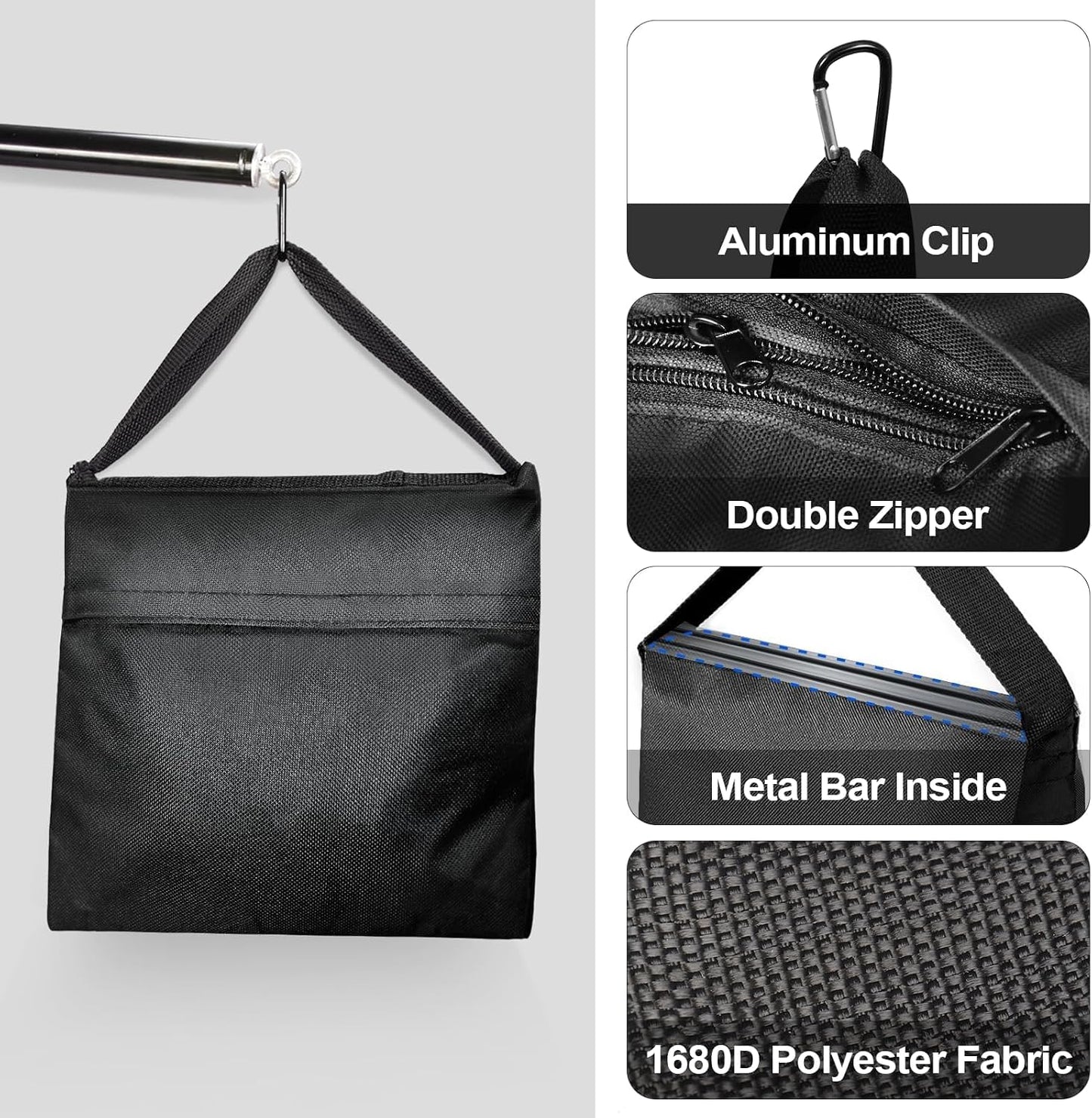 -4 Packs Set(Black) EMART Heavy Duty Sandbag Photo Studio Weight Bag Saddlebag Design for Photography Light Stand