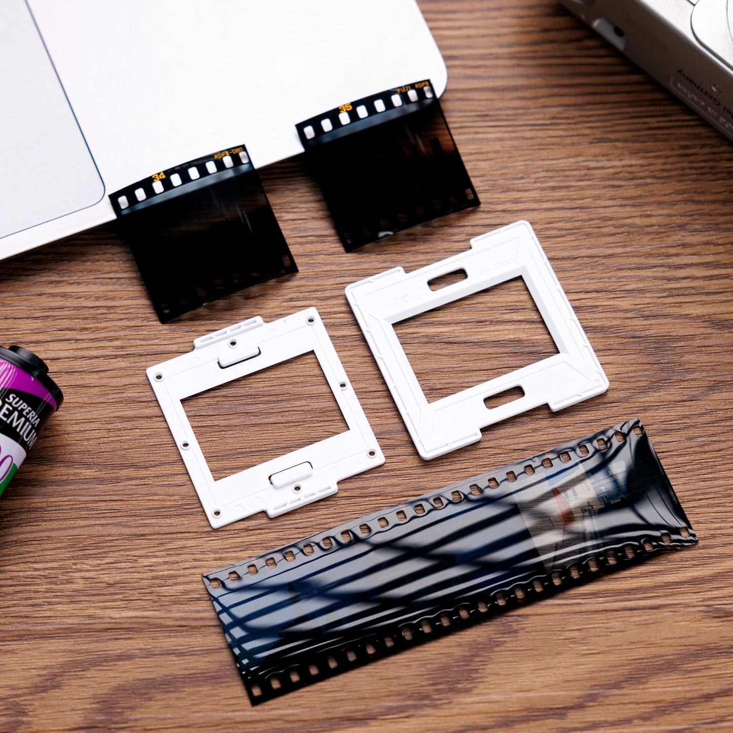 JJC 50 35mm 50 Pairs Slide Film Mounts to Holder Sheets of Film, with Snap-in Design & Precisely Position, Premium