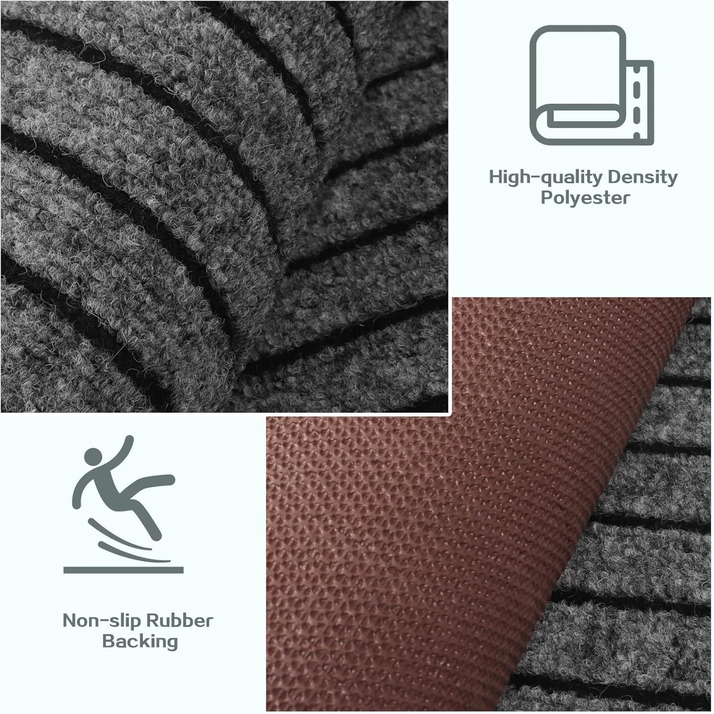 Skiennix Custom Size Runner Rug - Non-Slip Rubber Backing | 2 ft x 6 ft Gray with Black Stripe for Hallway, Kitchen, Garage