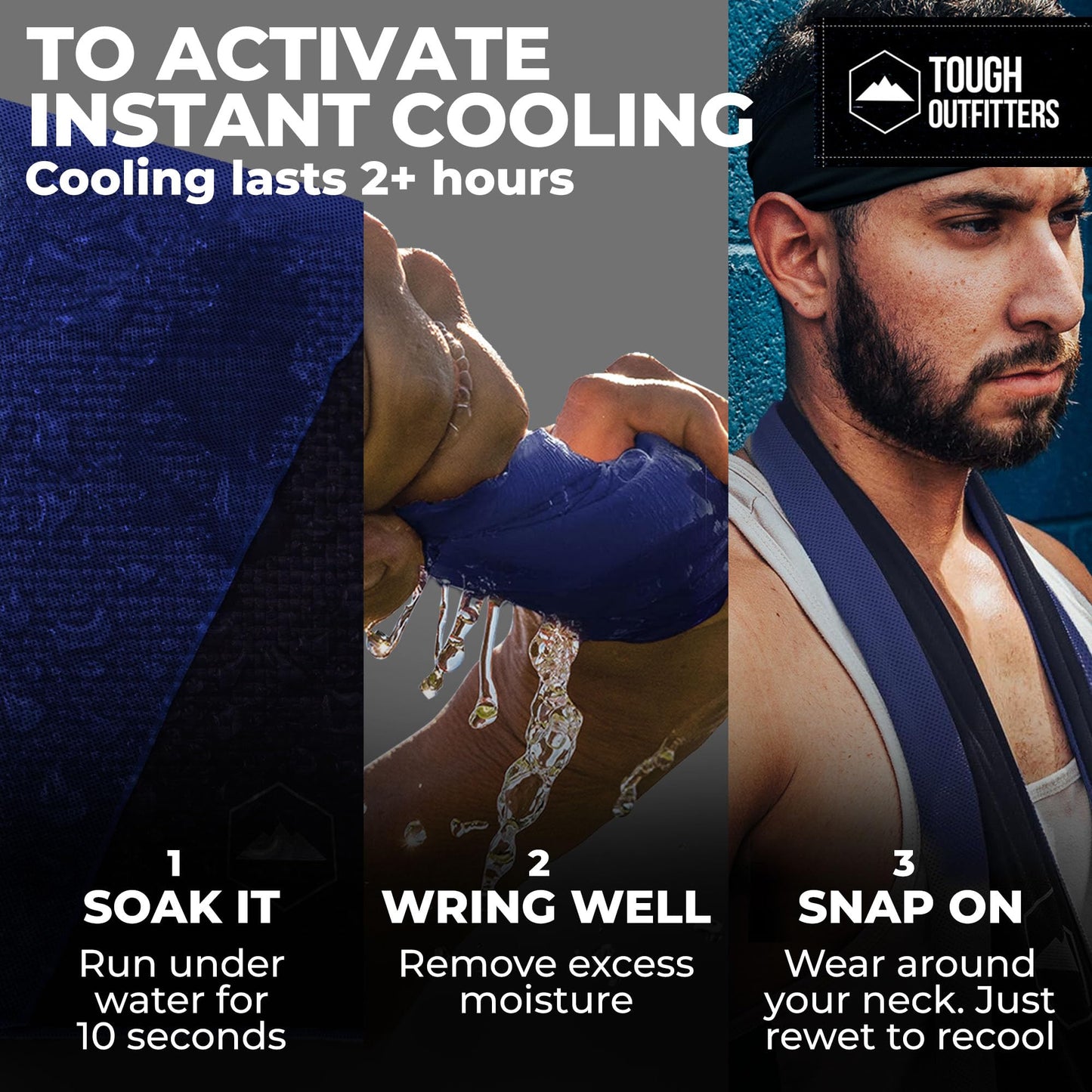 Tough Outdoors Cooling Towels for Neck Face - Neck Cooling Towel for Hot Weather Yoga Sports Golf Sweat - Instant Cold Towel