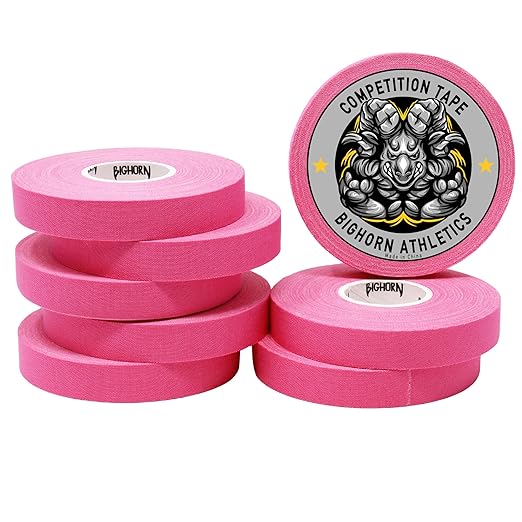 Bighorn Athletics Pro Series Jiu-Jitsu Finger Tape, 8-Rolls with Tin Holder, Enhanced Strength, Residue-Free (0.5-Inch, Pink)