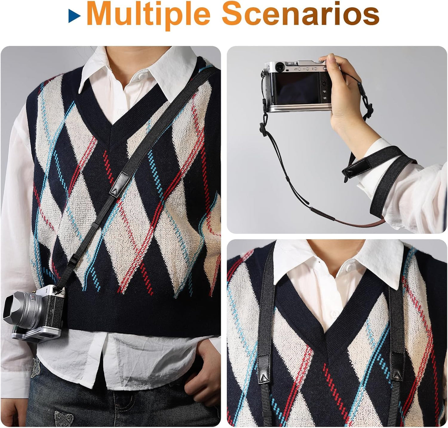 Haoge Camera Canvas Thin Strap Neck Shoulder for Binoculars,monoculars,Mirrorless or DSLR Camera,Rangefinders