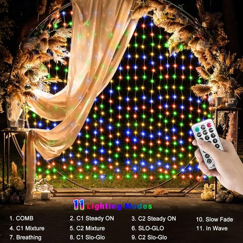 Echosari 600 LED Curtain Lights - 20Ft x 10Ft Waterproof Dual Color Changing Fairy Lights for Bedroom & Wedding Backdrop (Warm White & Multicolor)
