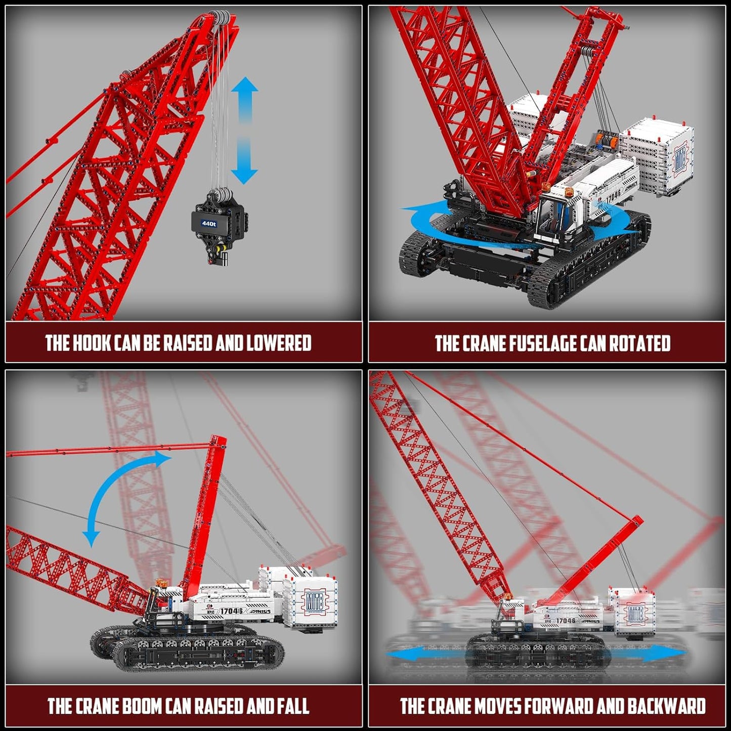Mould King 17046 Crawer Crane LR16000 Building Block Kits, MOC Mobile Crane Heavy-Duty Cranes Model Sets to Build, APP Control Large Engineering Vehicles, Collectible Set for Adults (4494+ Pieces)