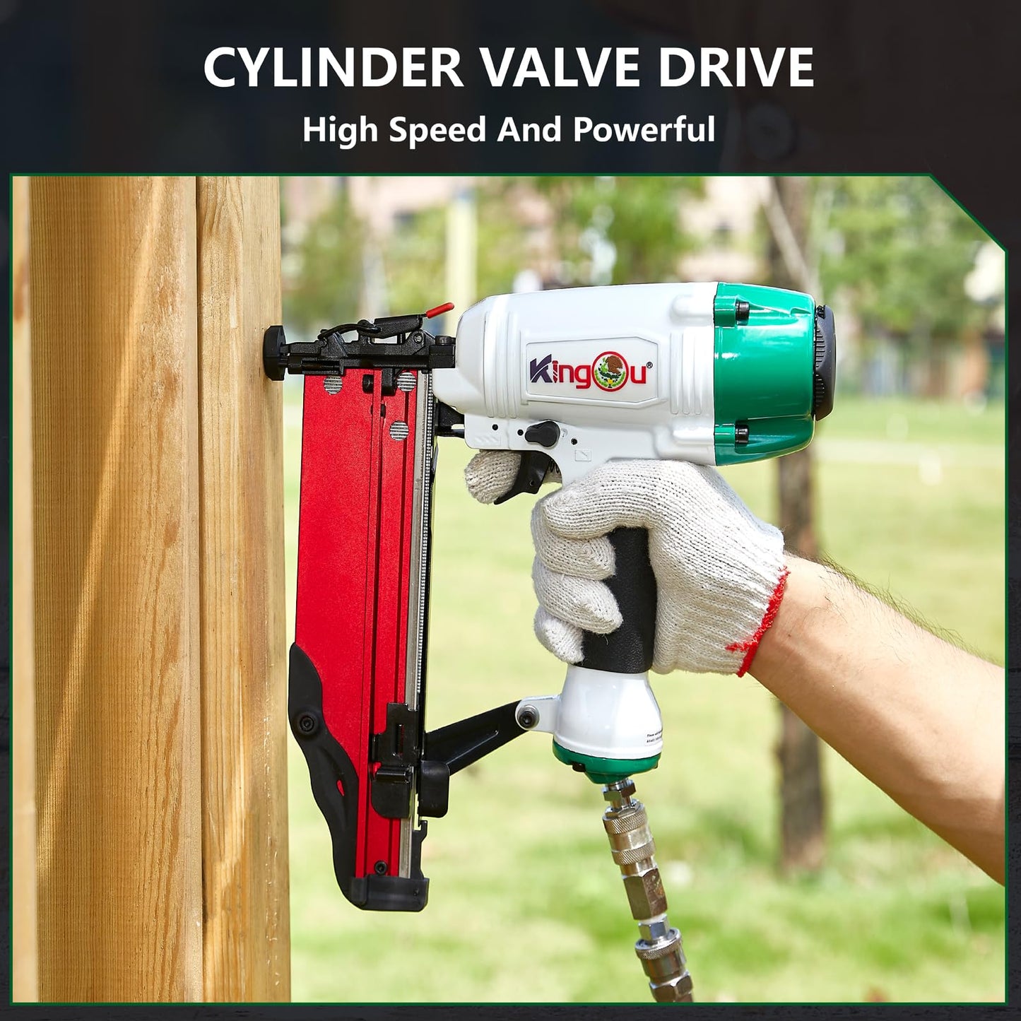 Kingou NT65-F Mexican Style 16 Gauge Pneumatic Finish Nailer, Lightweight 3.8lbs Pro Finish Nail Gun with 1″ to 2-1/2″ Finish Nails, Ideal for Molding, Chair Rail, Cabinetry and Trim Work