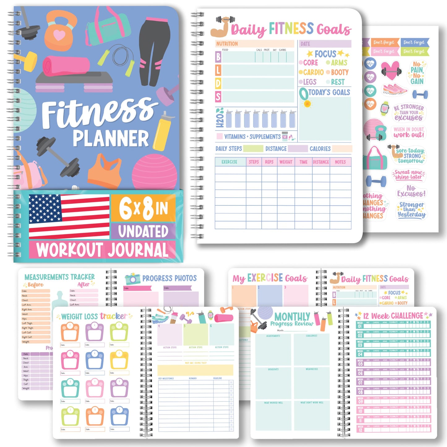 Hadley Designs Fitness Journal for Women - Workout Journal for Women, Fitness Planner for Woman, Workout Log Book, Undated Gym Journals & Exercise Journals, Health Notebook, Graduation 2026 Gifts