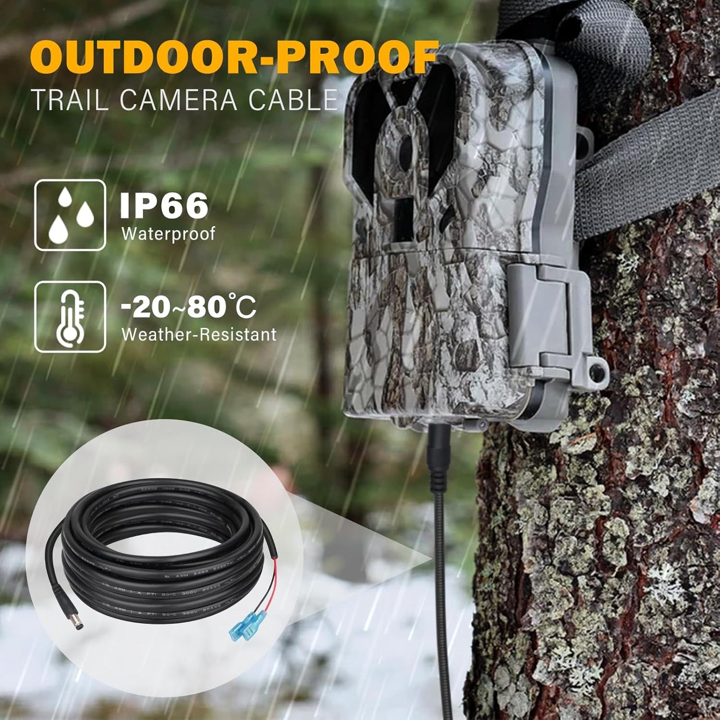 KSK 10 Cord,5.5x2.1mm FT Trail Camera Power DC External Power Cable,Compatible with Spypoint, Stealth Cam, Moultrie