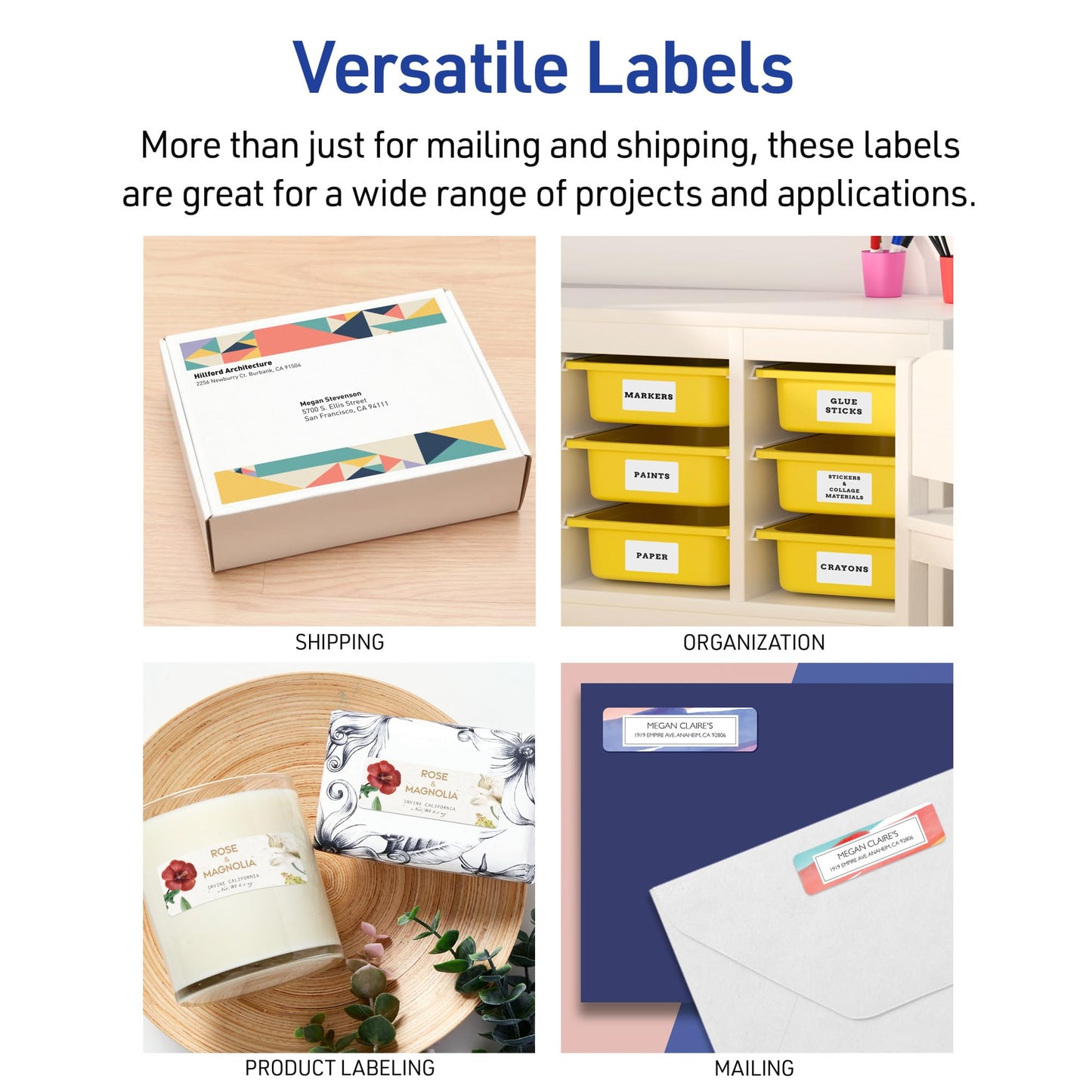 Avery Full-Sheet Printable Shipping Labels, 8.5" x 11" Customizable Stickers, White, 500 Blank Mailing Labels, Great for Mailing, Shipping, Organizing, and More (5-Pack of 5165)