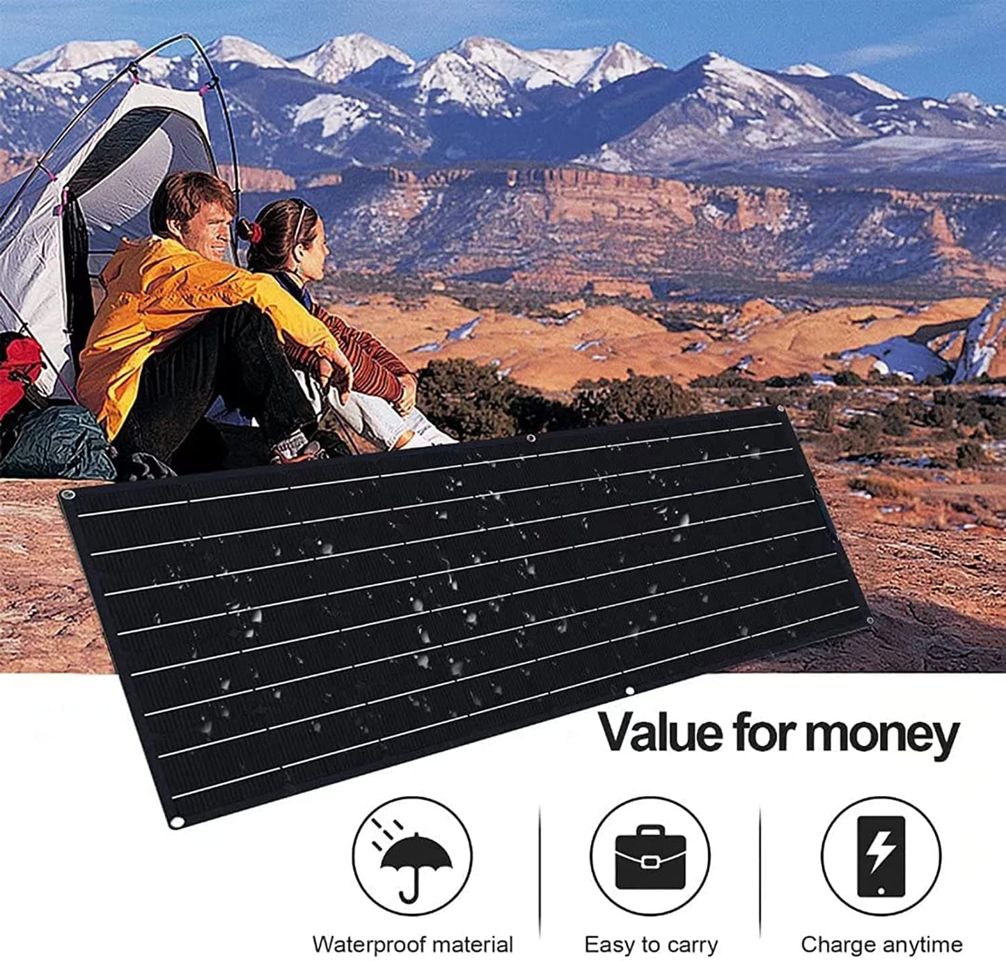 1000 Watt Solar Panel Kit, 2 × 500 Watt Flexible Solar Power Panel Photovoltaic Module with 40A Solar Charge Controller Monocrystalline Solar Panel for Camping Off Grid Battery Charging Boat