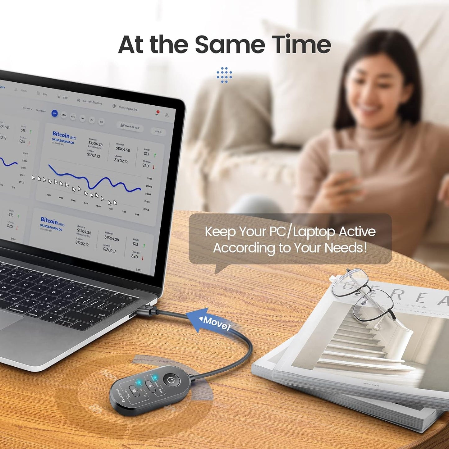meatanty 3 1 in USB Mouse Mover with Timer, Separate Mode Selection and ON/Off Button, Mouse Shaker Wiggler Supports