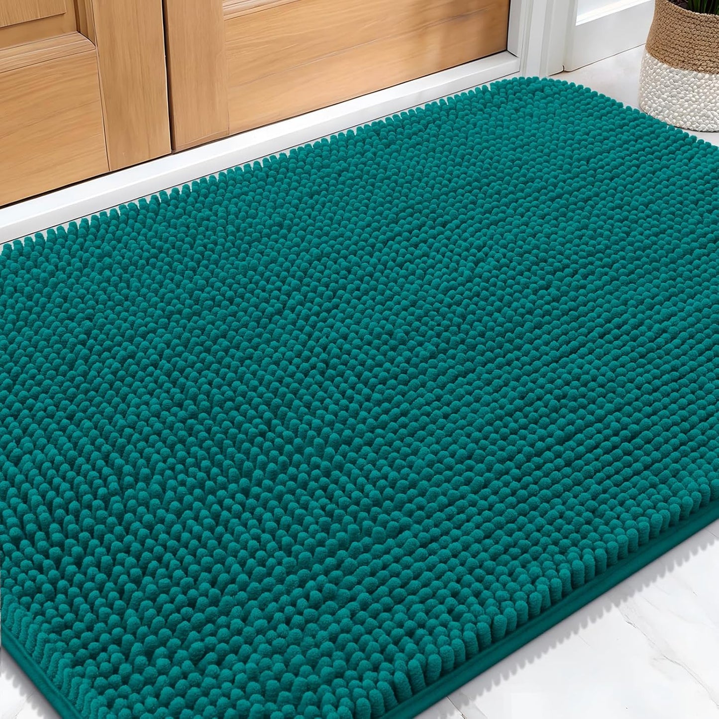 OLANLY Dog Door Mat - Absorbent Non-Slip Washable Doormat for Muddy Paws | 32x20, Lake Blue