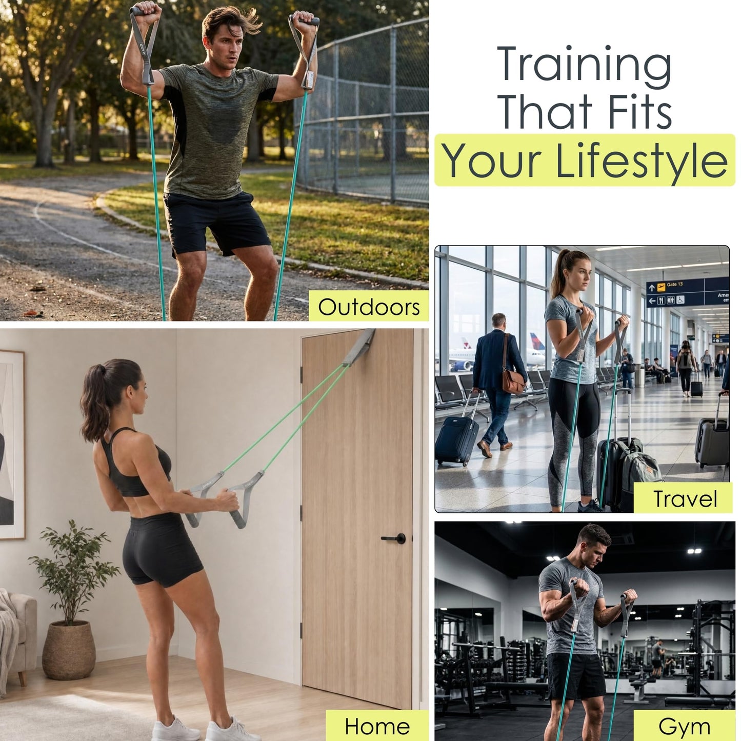EQYP Resistance Bands Handles X.Heavy 60lbs – Workout Bands Resistance for Working Out, Home Gym Exercise Tubes, Strength Training, Stretching & Physical Therapy