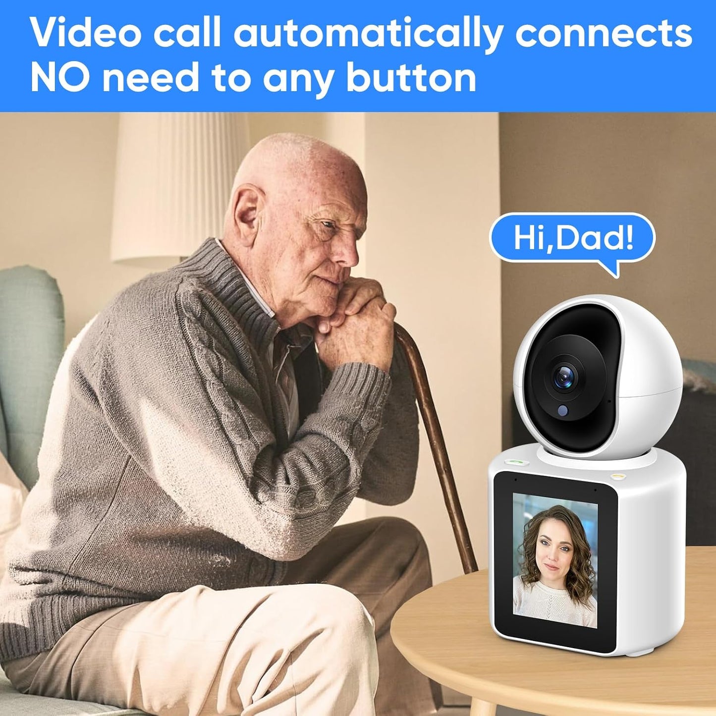 MYPIN 2K 360 Two-Way Video/Audio Indoor Camera, Child/Elder/Dog/Pet Camera with Phone App& Degrees Pan Tilt, Night