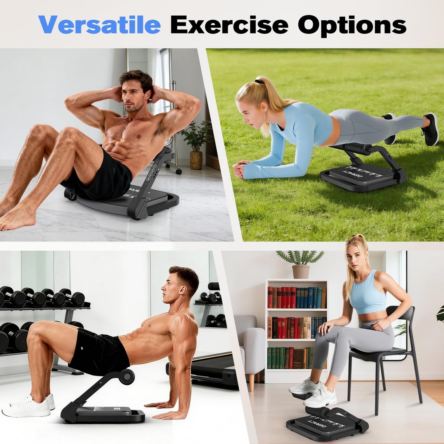 DERACY Sit Up Exercise Equipment, Adjustable Ab Machine, Multi-Functional Sit Up Machine, Ab Workout Equipment, Ab Trainer Machine for Women Men (Black Gray)