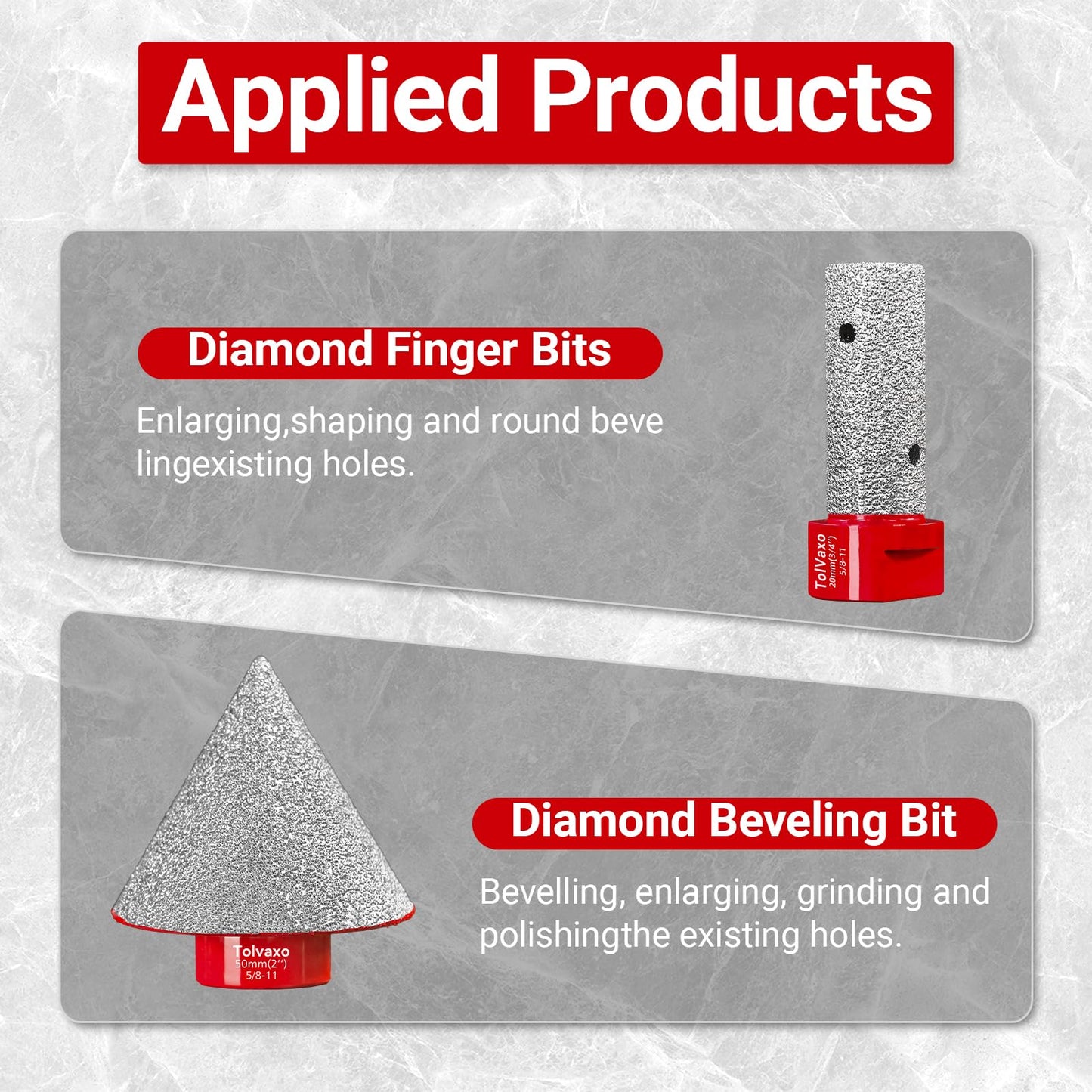 Tile Hole Saw Kit, Tolvaxo 11Pcs Brazing Diamond Hole Saw Kit for Porcelain Tile, Granite, Marble, Ceramic and More Drilling