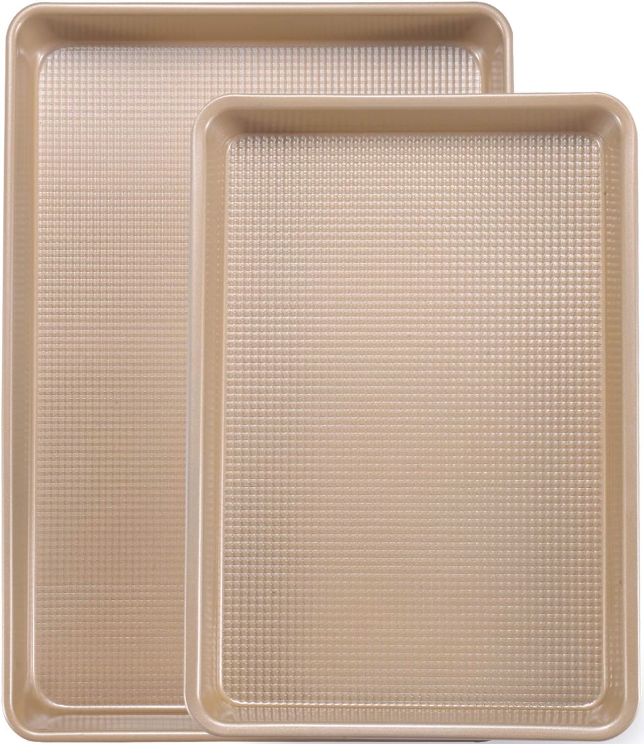 Skiennix Nonstick Cookie Sheets - Heavy Duty 2-Pack Baking Pan Set | Quarter (9x13in) & Jelly Roll (10x15in)