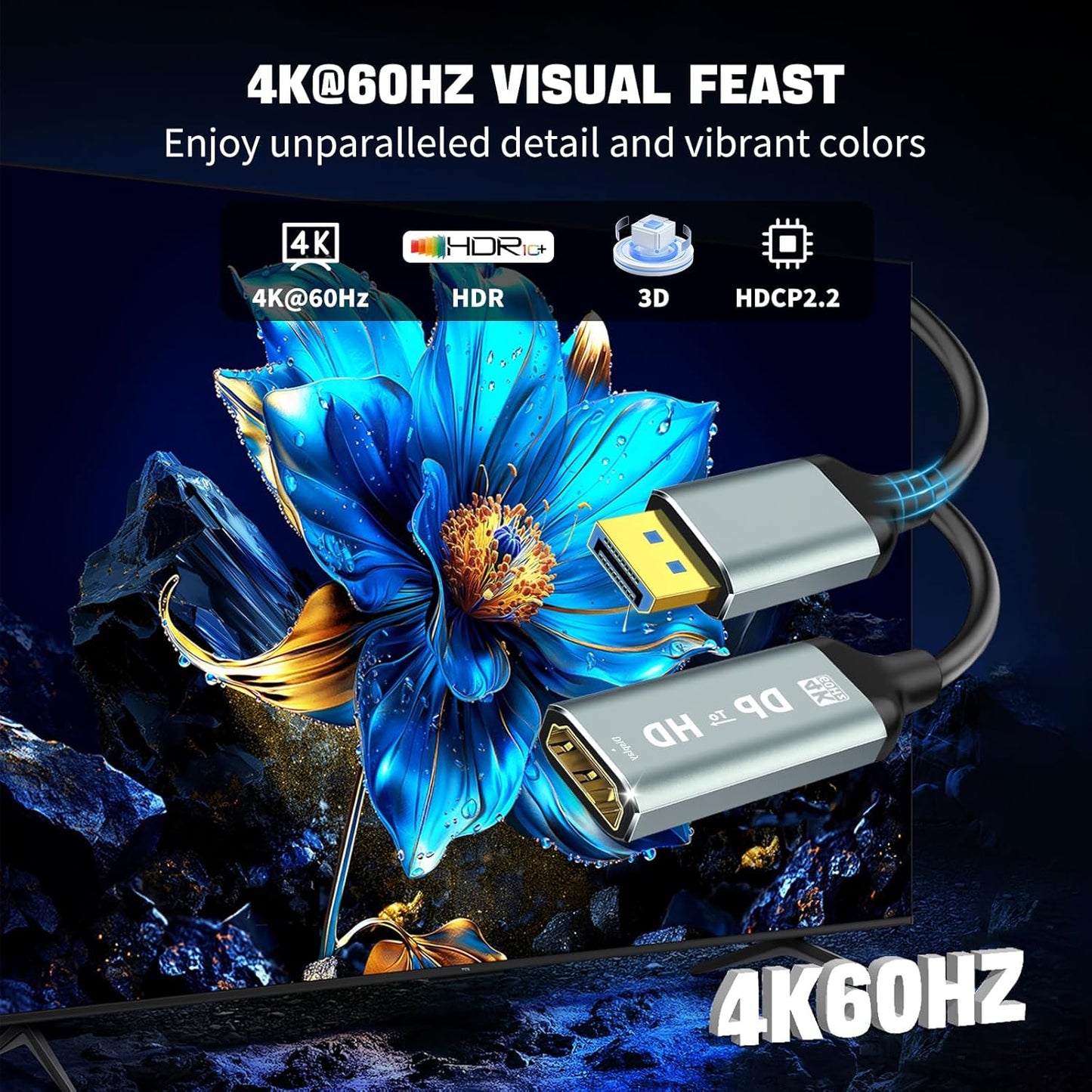 Critin 4K Display Port to HDMI Adapter, Uni-Directional Display Port Computer to HDMI,Plug & Play Converter with Audio
