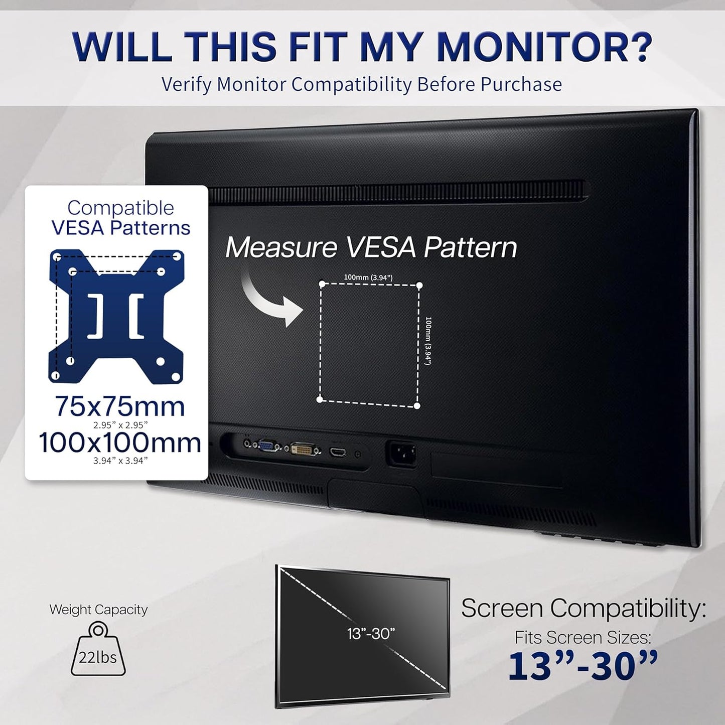 VIVO 75x75mm 100x100mm, PT-SD-VA01A Steel VESA Compatible Plate Mounting Kit, and Quick Release Removable VESA Bracket