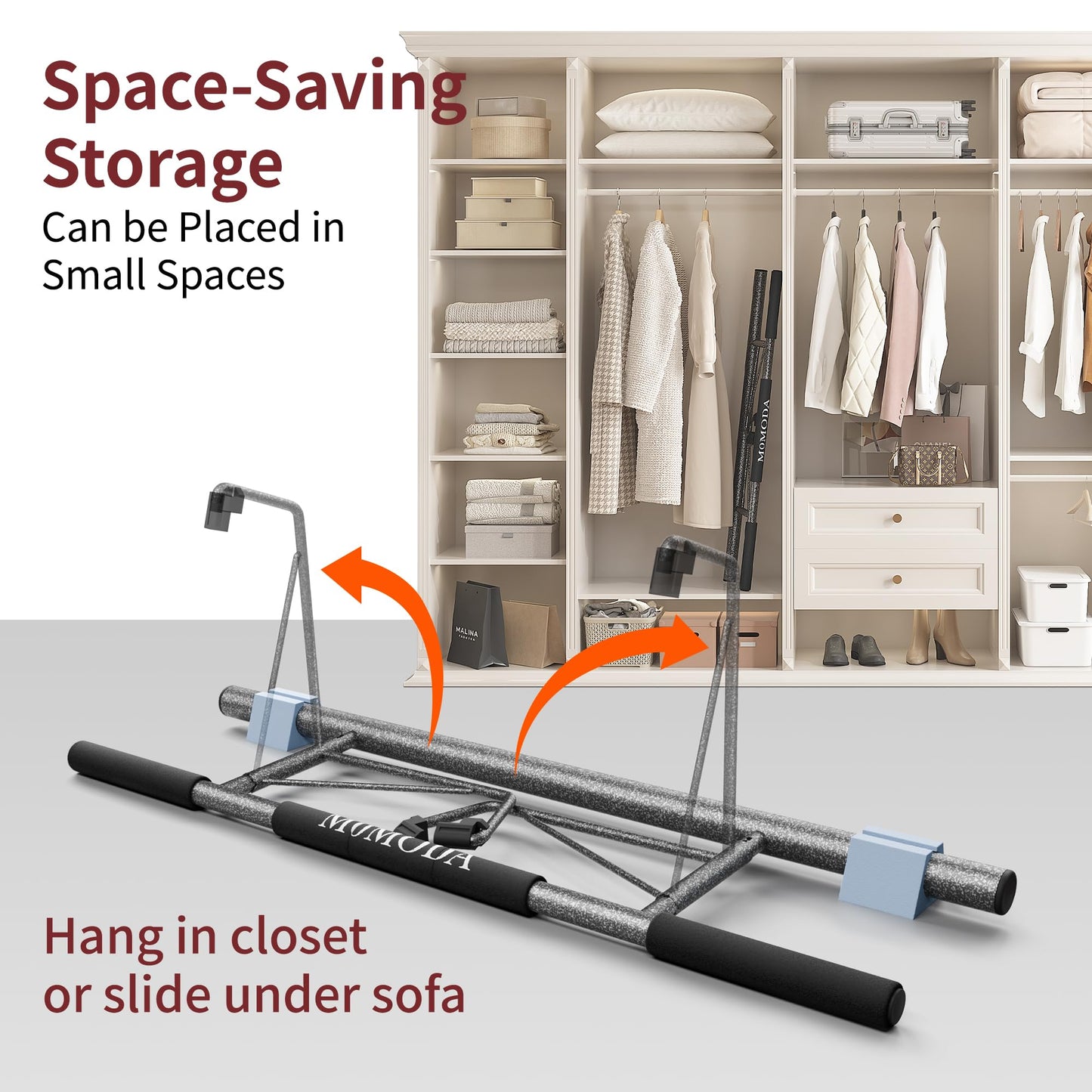 Pull Up Bar Doorway, No Screws Portable Chin-Up Bar Door Frame for Home Gym, Multi-grip Upper Body Exercise, Upgrade Folding Hooks for Almost All Doors
