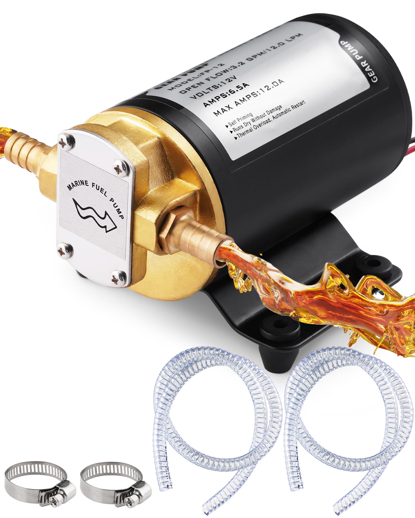 Faitio 12V Oil Extractor Pump, 3.2GPM Electric Gear Oil Pump, Fluid Transfer & Scavenge Pump for Engine Oil, Gear Oil, Transmission Fluid Change, Diesel Fuel Transfer Pump for Car, Truck, Mower, Boat