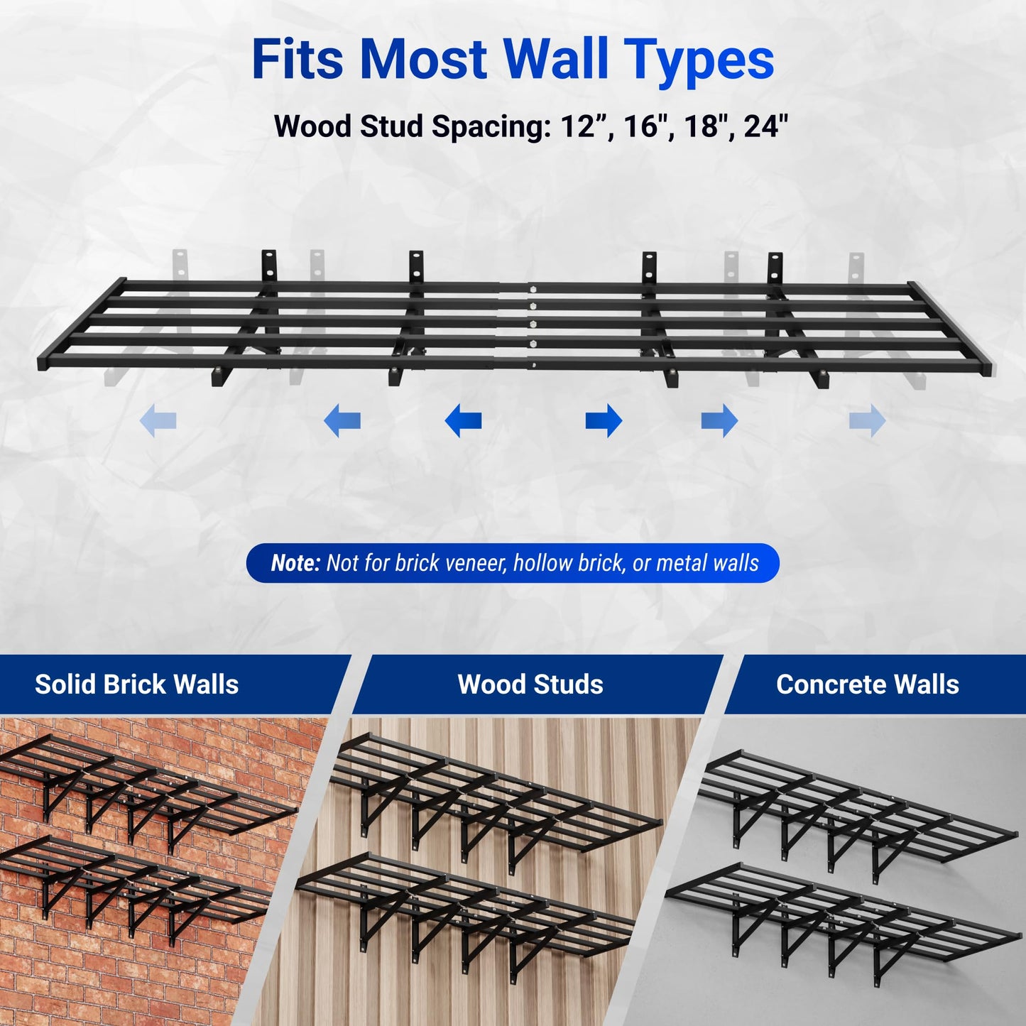 FLEXIMOUNTS Fold-Down 2x6ft Garage Wall Shelving, 2-Pack Heavy Duty Folding Garage Shelving Wall Mounted, 1800 lbs Capacity, Storage for Power Tools, Garden Supplies & Seasonal Storage, Lite Series