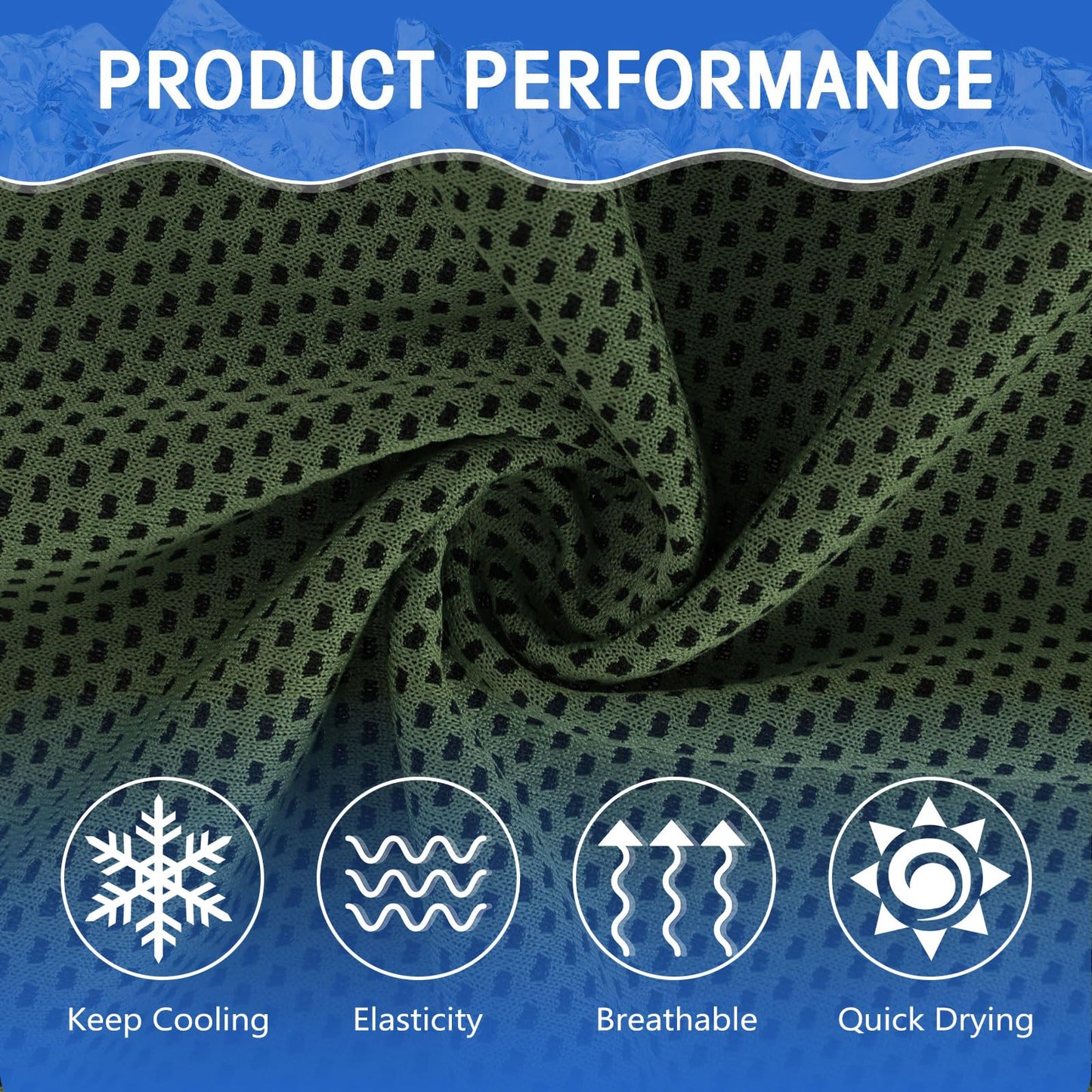 Hosuly 15 Pack Cooling Towels 40" x 12" Cooling Towels for Neck and Face Iced Towel Microfiber Soft Breathable Chilly Yoga Towel for Hot Weather(Olive Green)