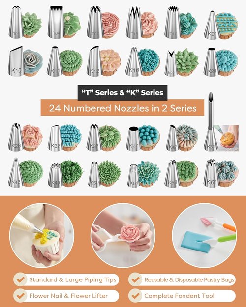 Kootek Cake Decorating Kit - 700pcs Baking Supplies with Springform Pans & Turntable