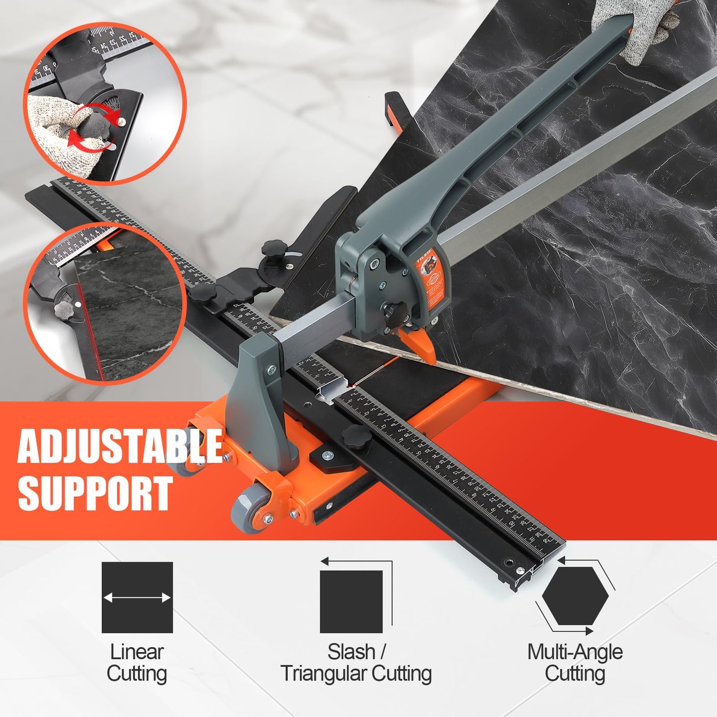 48 Inch Tile Cutter for Ceramic Cutting, Heavy Duty Manual Tile Cutter for Cutting Various Tiles Up to 16mm Thick with 4 Brackets