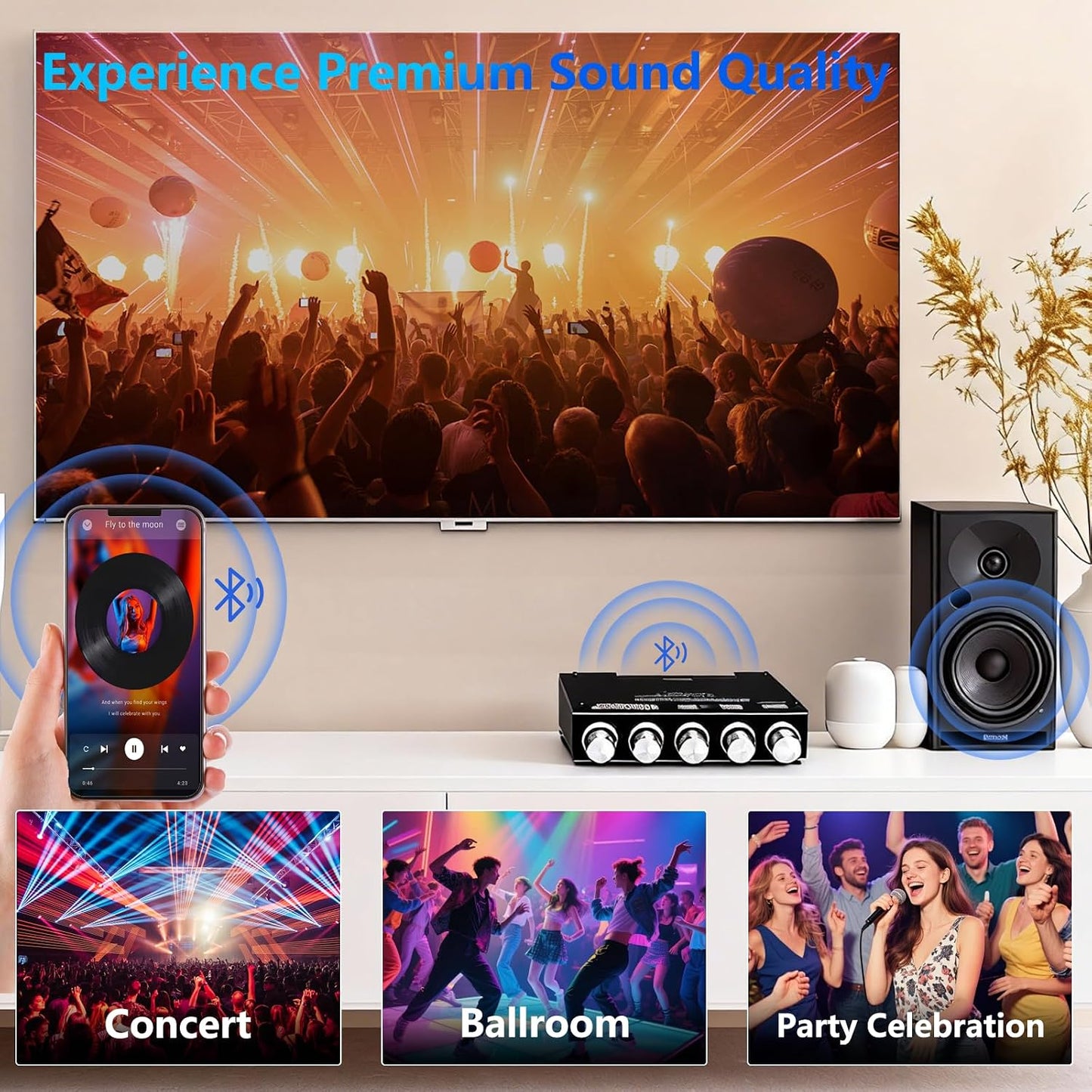 Generic 5.1 Board,200W 2.1 12-24 Bluetooth Audio Stereo Amplifier HiFi Channel Mini Subwoofer Power Amp Module