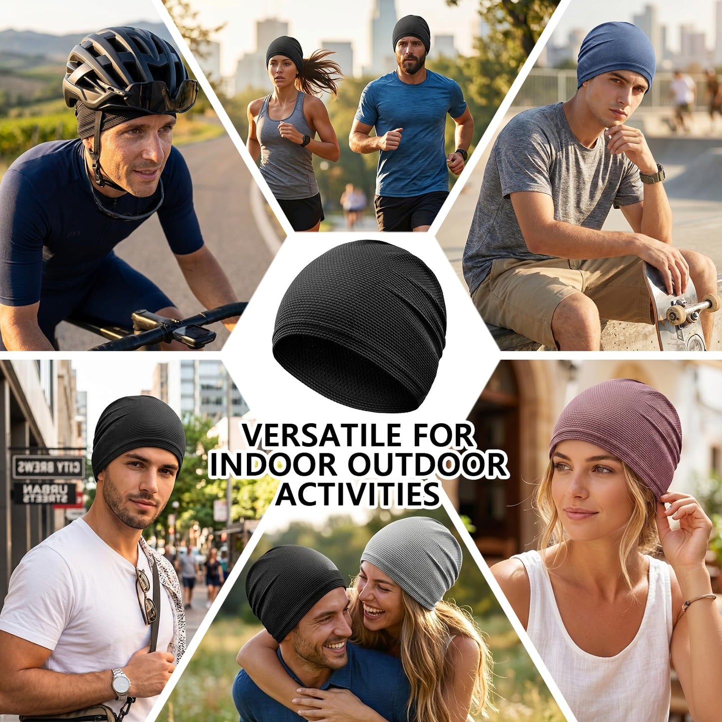 Gainlove 2 Pack Cooling Skull Caps for Men & Women, Breathable 3D Mesh Sweat Wicking Running Hat for Cycling Helmet & Hard Hat Liner