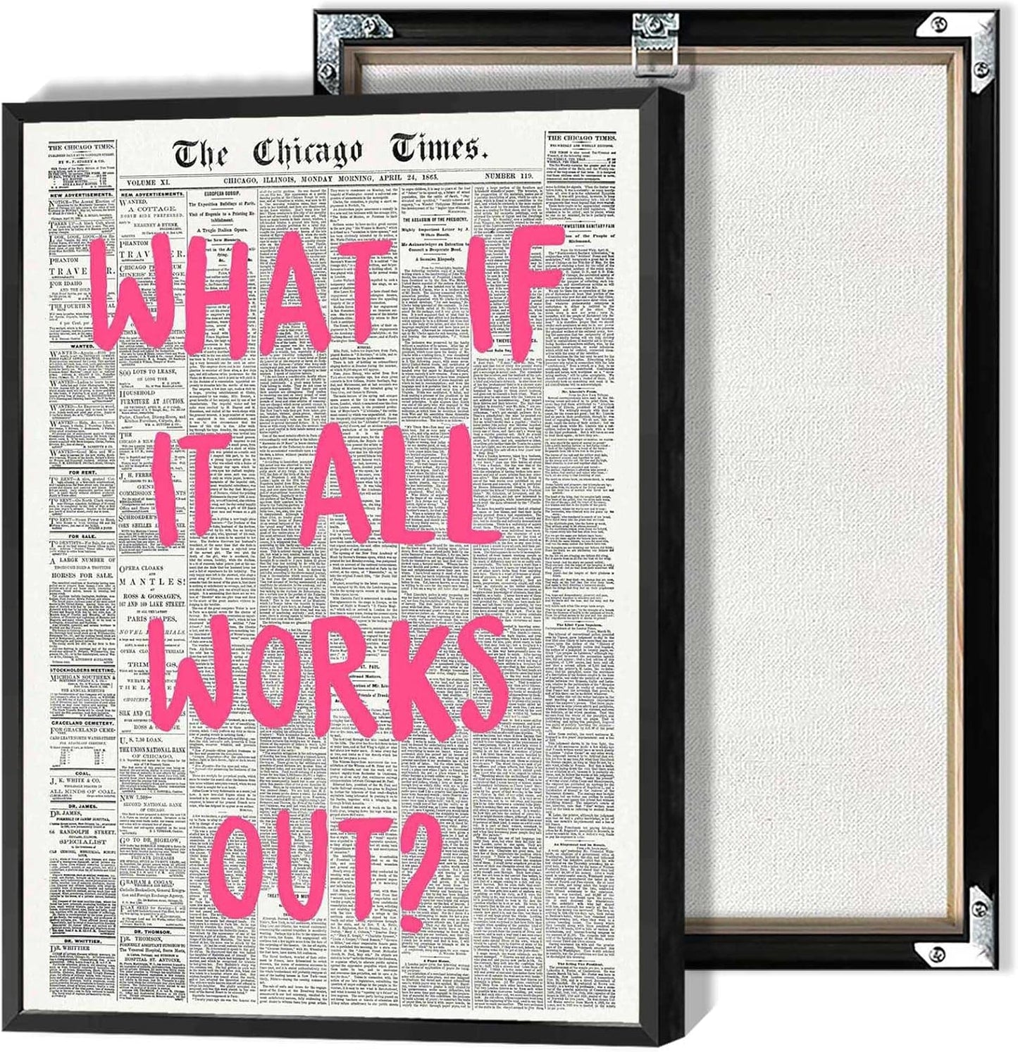 Skiennix Retro Newspaper Poster - Positive Affirming Quote Canvas Wall Art | Minimalist Design 12x16in Framed