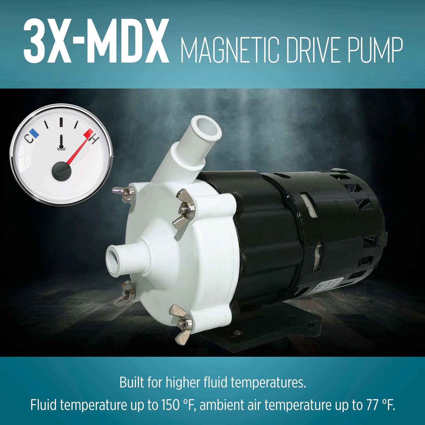 Little Giant 3X-MDX 115-Volt, 1/50 HP, 348 GPH Magnetic Drive Mildly Corrosive Chemical Transfer Pump, 6-Foot Power Cord, Black/White, 581030