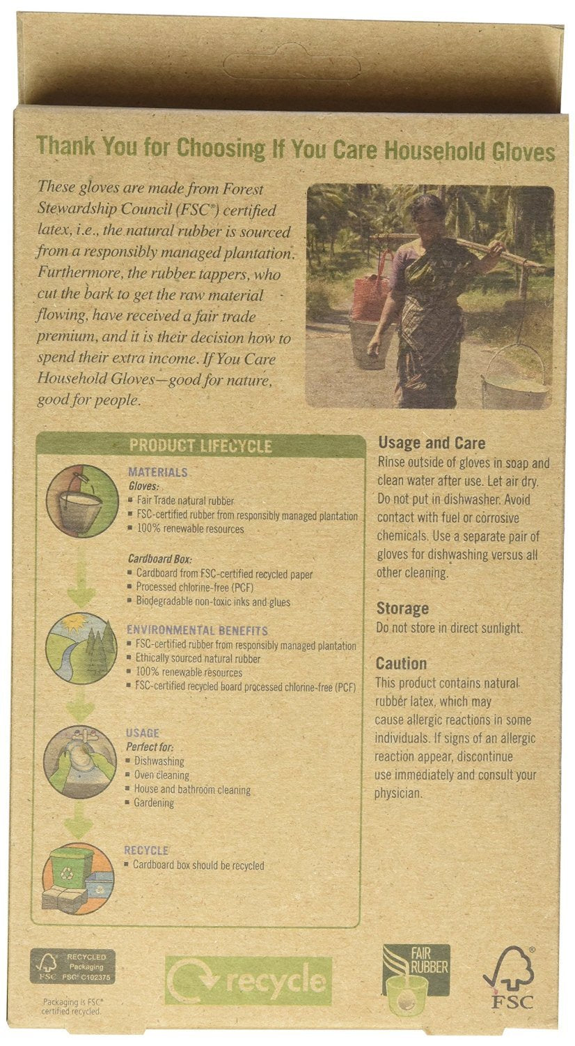 If You Care Fair Trade FSC Household Gloves, Small, 2-pack