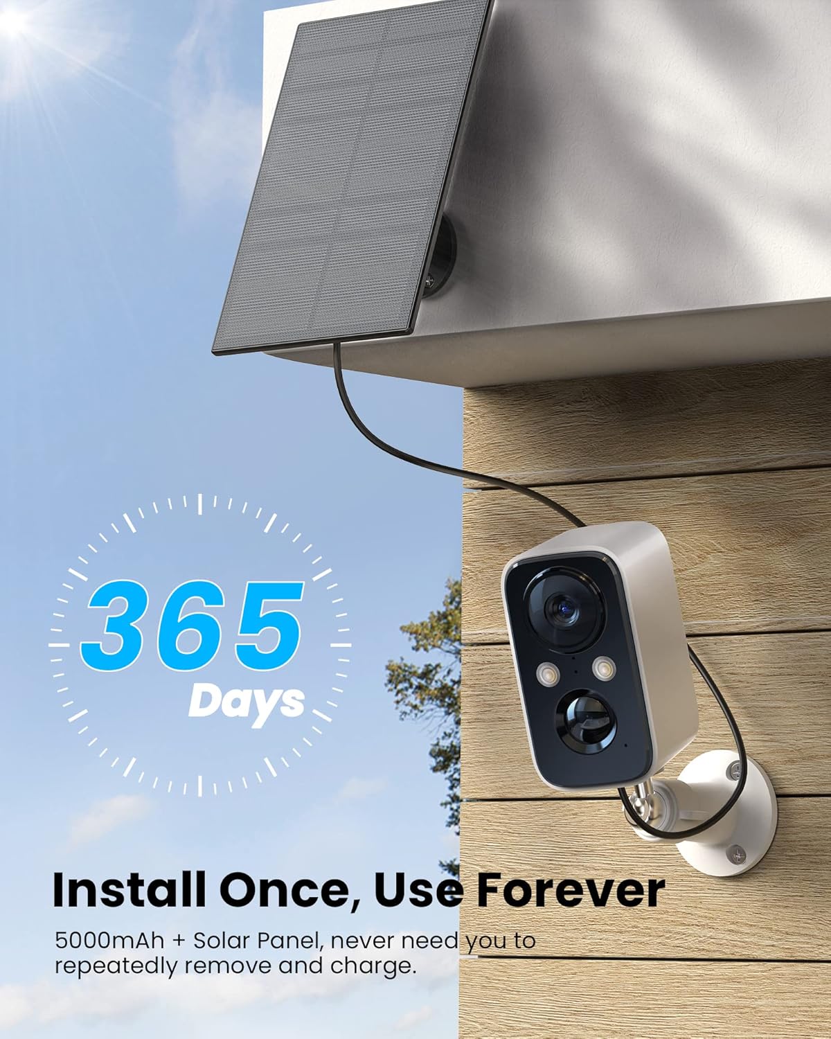 FOAOOD Solar Panel Security Cameras Wireless Outdoor - Battery Powered Cameras for Home Security WiFi Camera