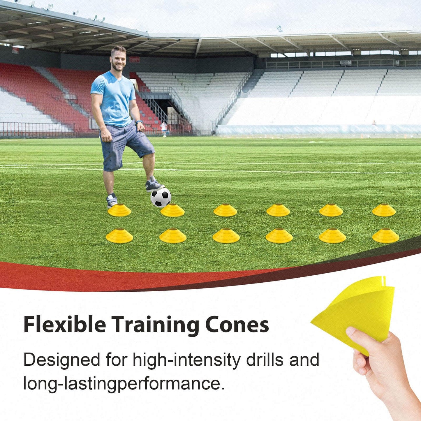 Portable Soccer Goal, Detachable 12x6 FT Soccer Goals Net for Backyard, Quick Setup Training Equipment with 1 Carry Bag, 12 Training Cones (Black)
