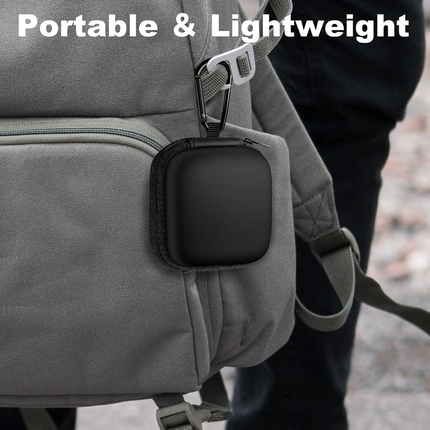 Woyinger Square Earbud Case Portable EVA Storage Bag Cell Phone Accessories Organizer with Carabiner for Wired/Wireless