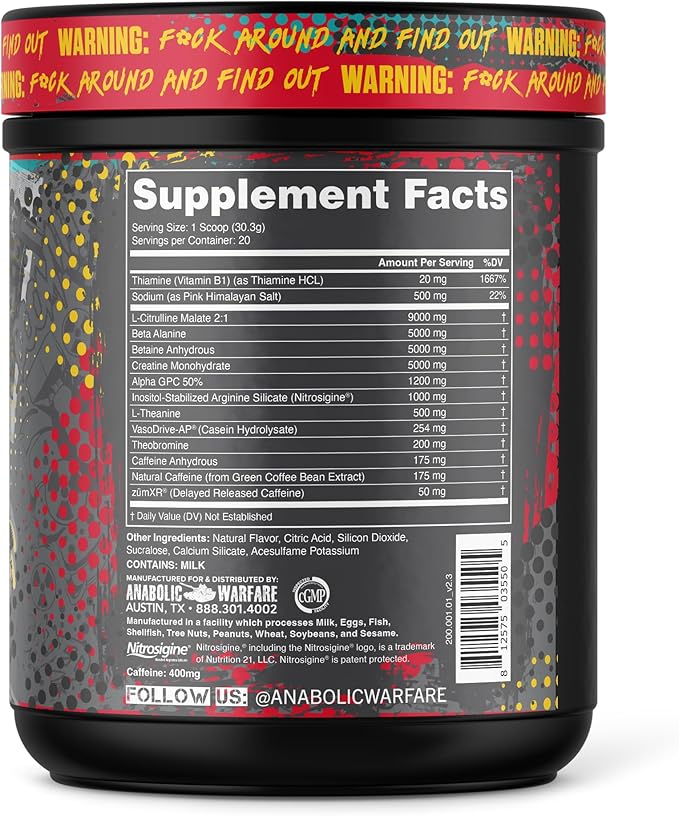 Anabolic Warfare Defcon1 High Stim, High-Intensity Pre-Workout Powder (Fruit Explosion, 20 Servings)