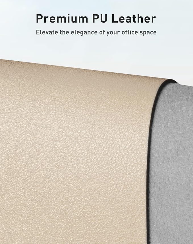 Aothia Faux Leather Desk Mat - Large Mouse Pad, Non-Slip PU Leather Blotter, Waterproof Writing Surface for Office and Home (Beige, 42" x 17")