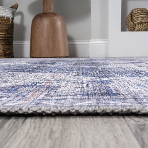 JONATHAN Y Machine Washable Navy/Cream Round Area Rug 5 ft, Medallion for Living Room, Bedroom, Kitchen, Office, Easy-Cleaning, High Traffic, Pet-Friendly, Non-Shedding (WSH100A-5R)