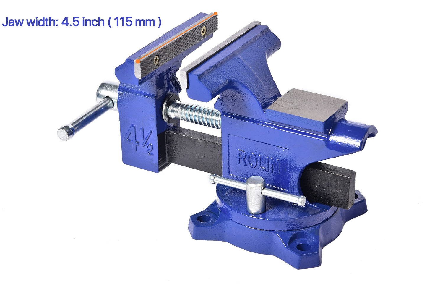 Rolin Vise Bench Vise 4-1/2 Inch With 240 Degree Swivel Base Clamp Tools Home Vises Rotation Base