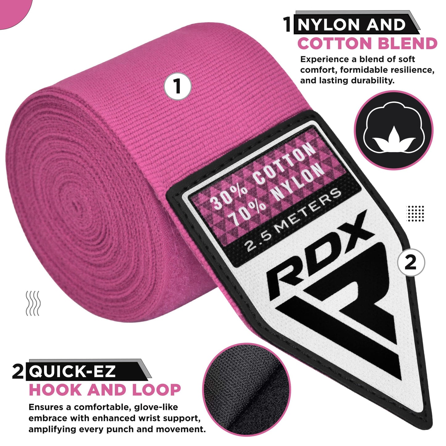 RDX Boxing Wraps Kids 2.5M Inner Gloves, Elasticated Thumb Loop Bandages, Junior Under Mitts Hand Fist Protector Wrist Support Straps, Muay Thai MMA Kickboxing Martial Arts