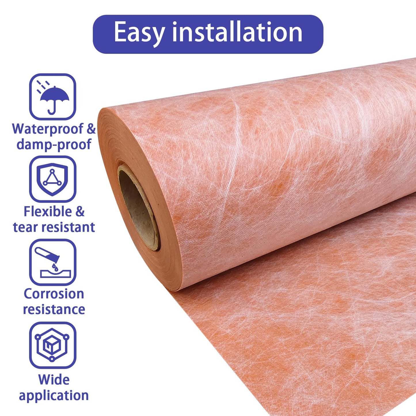 SOLICASE Waterproof Membrane 3.3 Ft X 98.5 Ft / 325 Square Feet Waterproofing Shower Membrane 23.6mil Thickness Waterproof for Sauna Bathroom Walls Tile Underlayment Polyethylene Fabric Roll
