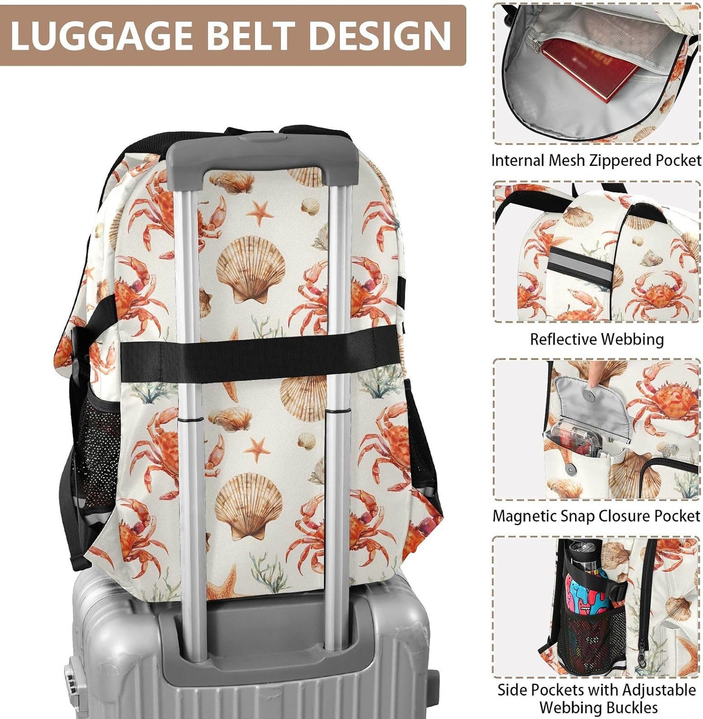 Backpack Backpack Daypack ALAZA School for Teen Girls Boys Coastal Ocean Crab Shell Kids Purse College Laptop Bookbag