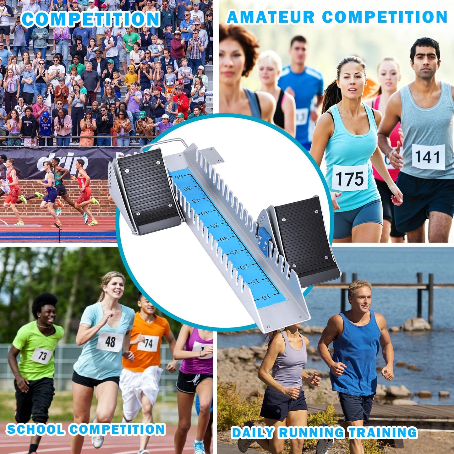 iondelce Starting Blocks Track and Field, 6-Level Angle Adjustable Aluminum Alloy Sprint Starting Block, Portable with Carrying Handle, Suitable for Plastic Runway & Cinder Track