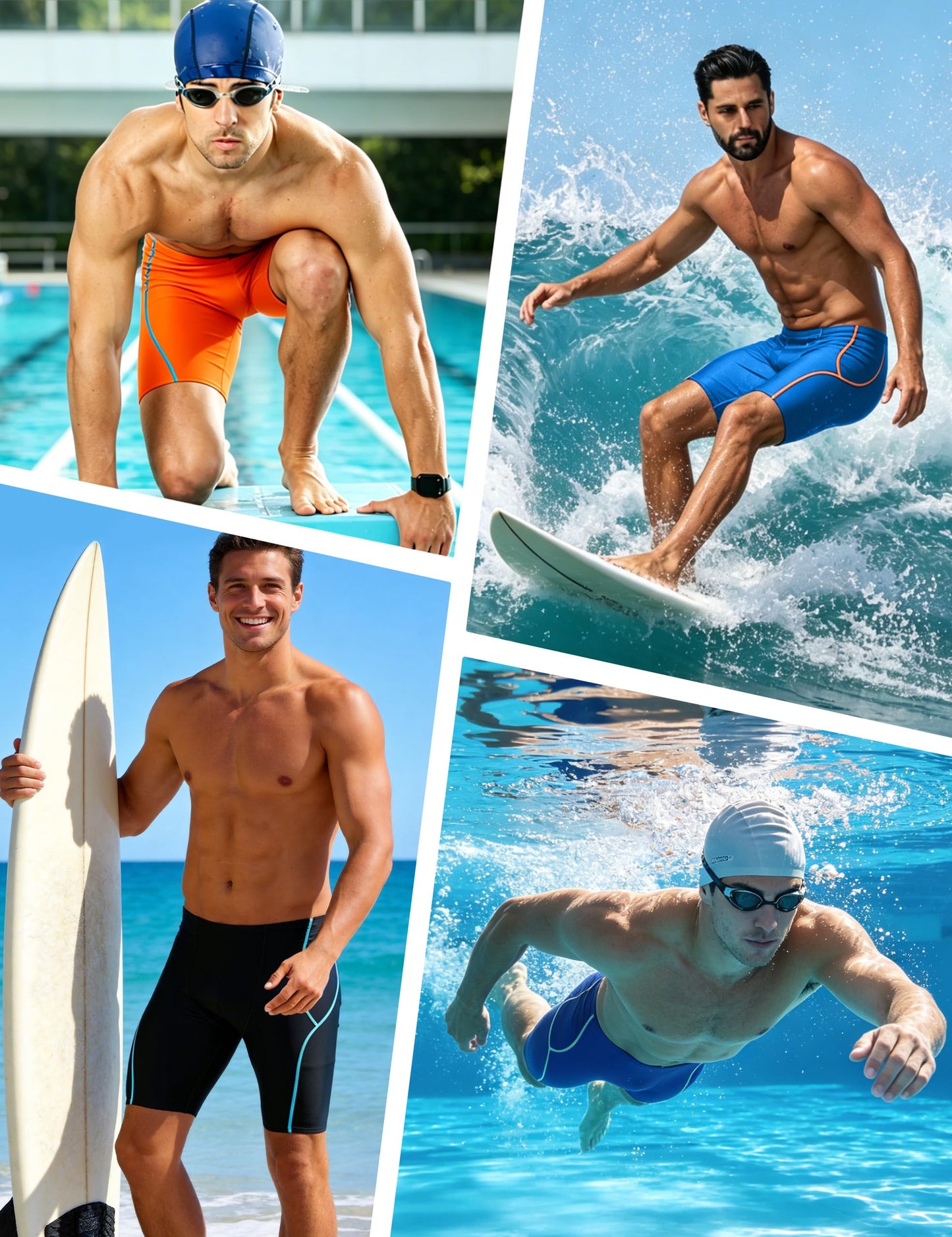 Roadbox Swim Jammers for Men Racing Athletic Quick Dry Swimsuit Endurance Training Competitive Swimming Shorts UPF 50+